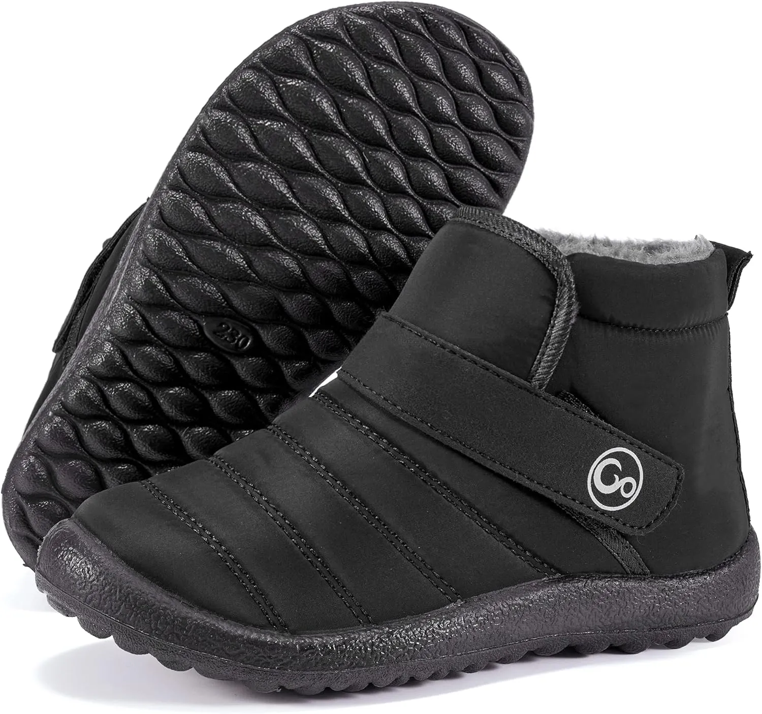 Aomigoct Boys Girls Winter Snow Boots: Waterproof Toddler Little Kid Boot with Fur Lined Easy Handles Unisex Child Warm Booties Comfortable Non Slip Walking