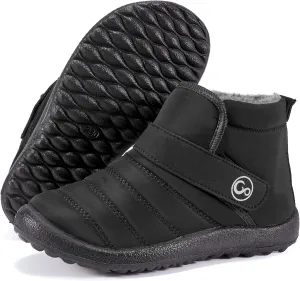 Aomigoct Boys Girls Winter Snow Boots: Waterproof Toddler Little Kid Boot with Fur Lined Easy Handles Unisex Child Warm Booties Comfortable Non Slip Walking