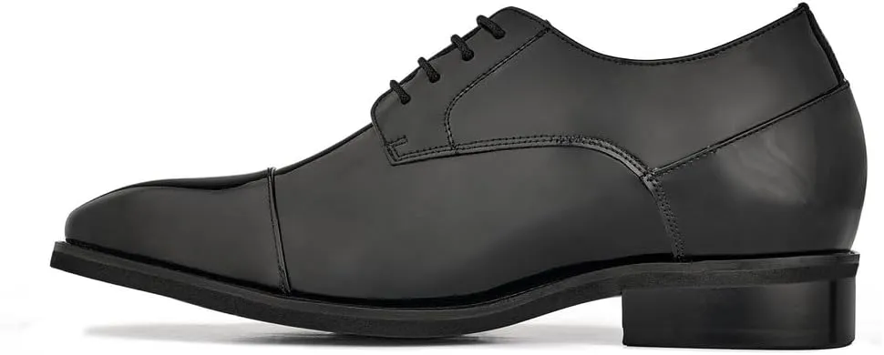 CALTO Men's Invisible Height Increasing Elevator Shoes - Black Patent Leather Lace-up Formal Dress Oxfords - 3 Inches Taller - Y3270- Size 11 D(M) US