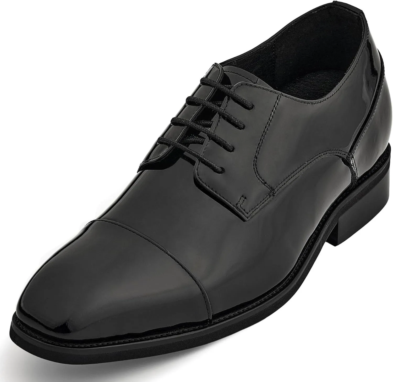 CALTO Men's Invisible Height Increasing Elevator Shoes - Black Patent Leather Lace-up Formal Dress Oxfords - 3 Inches Taller - Y3270- Size 11 D(M) US
