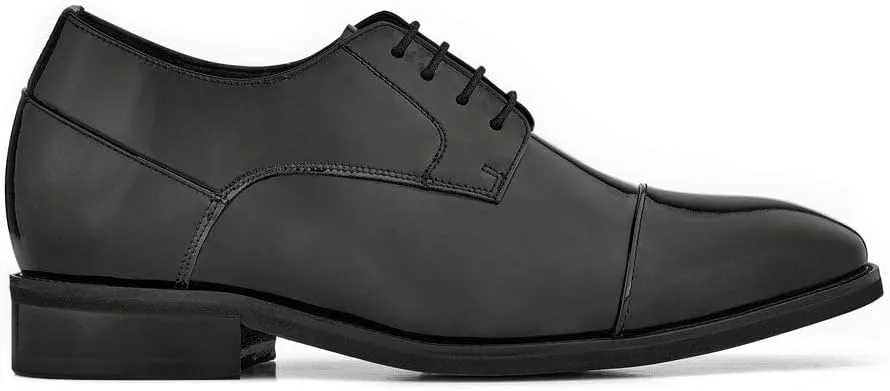 CALTO Men's Invisible Height Increasing Elevator Shoes - Black Patent Leather Lace-up Formal Dress Oxfords - 3 Inches Taller - Y3270- Size 11 D(M) US