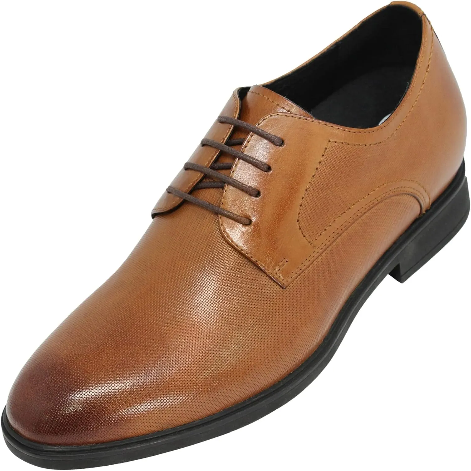 CALTO Men's Invisible Height Increasing Elevator Shoes - Brown Premium Leather Lightweight Lace-up Formal Oxfords - 3 Inches Taller - Y10752 - Size 11 D(M) US