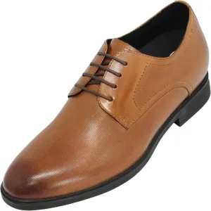 CALTO Men's Invisible Height Increasing Elevator Shoes - Brown Premium Leather Lightweight Lace-up Formal Oxfords - 3 Inches Taller - Y10752 - Size 11 D(M) US