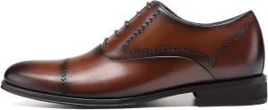 CHAMARIPA Men's Height Increasing Shoes Elevator Dress Shoes Genuine Leather Formal Oxford Shoes That Make You 8CM / 3.15 Inches Taller - Brown