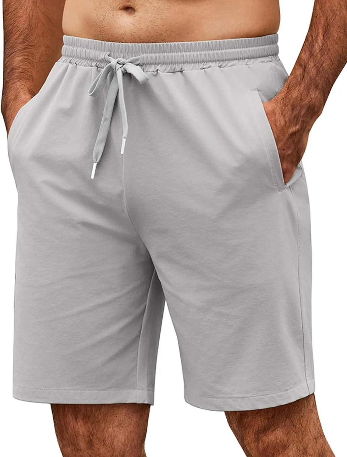 COOFANDY Men's Casual Shorts 9 inch Inseam Elastic Waist Drawstring Short Lightweight Stretch Summer Beach Shorts