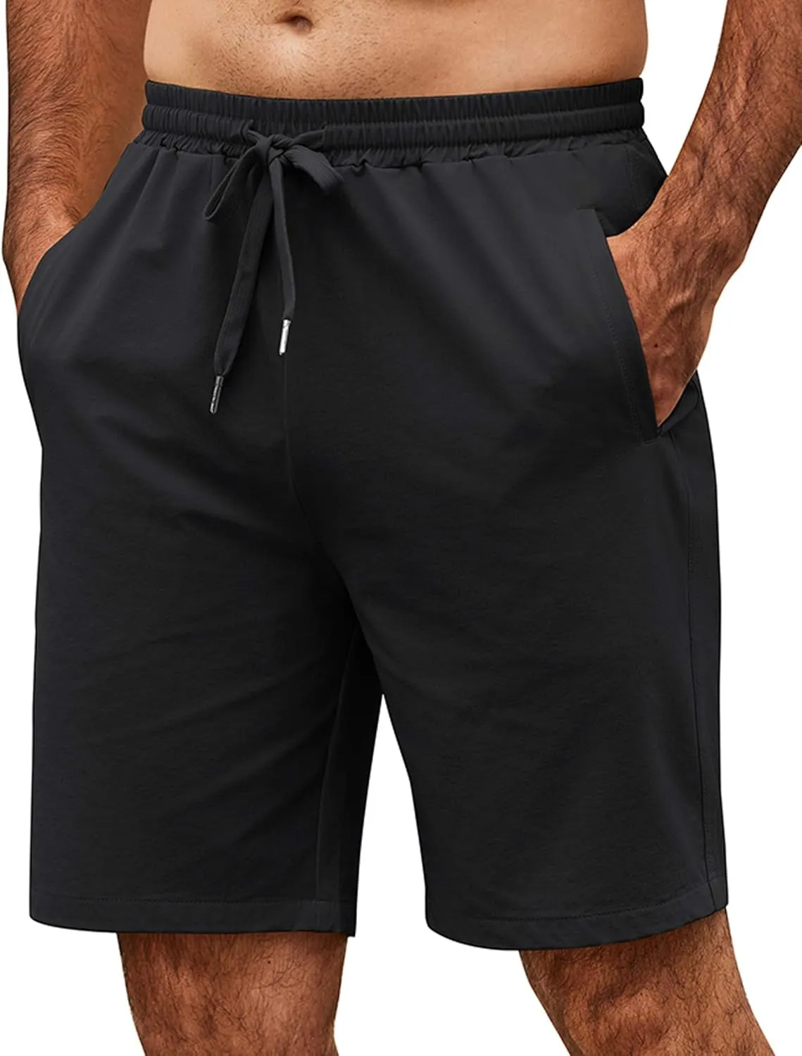 COOFANDY Men's Casual Shorts 9 inch Inseam Elastic Waist Drawstring Short Lightweight Stretch Summer Beach Shorts