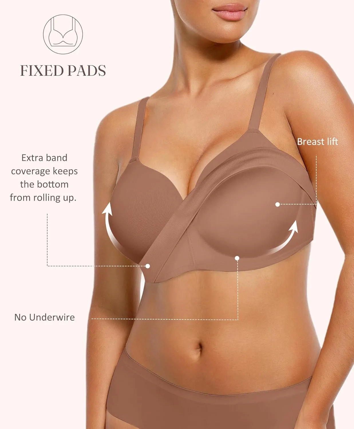 FeelinGirl Wireless Supportive Bra for Women, Seamless Comfort Bralettes No Underwire Full Coverage Everyday Bras
