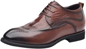 Height Increasing Elevator Shoes Men's Lace Up Oxfords Brogue Formal Party Wedding Office Business Casual Men Shoes