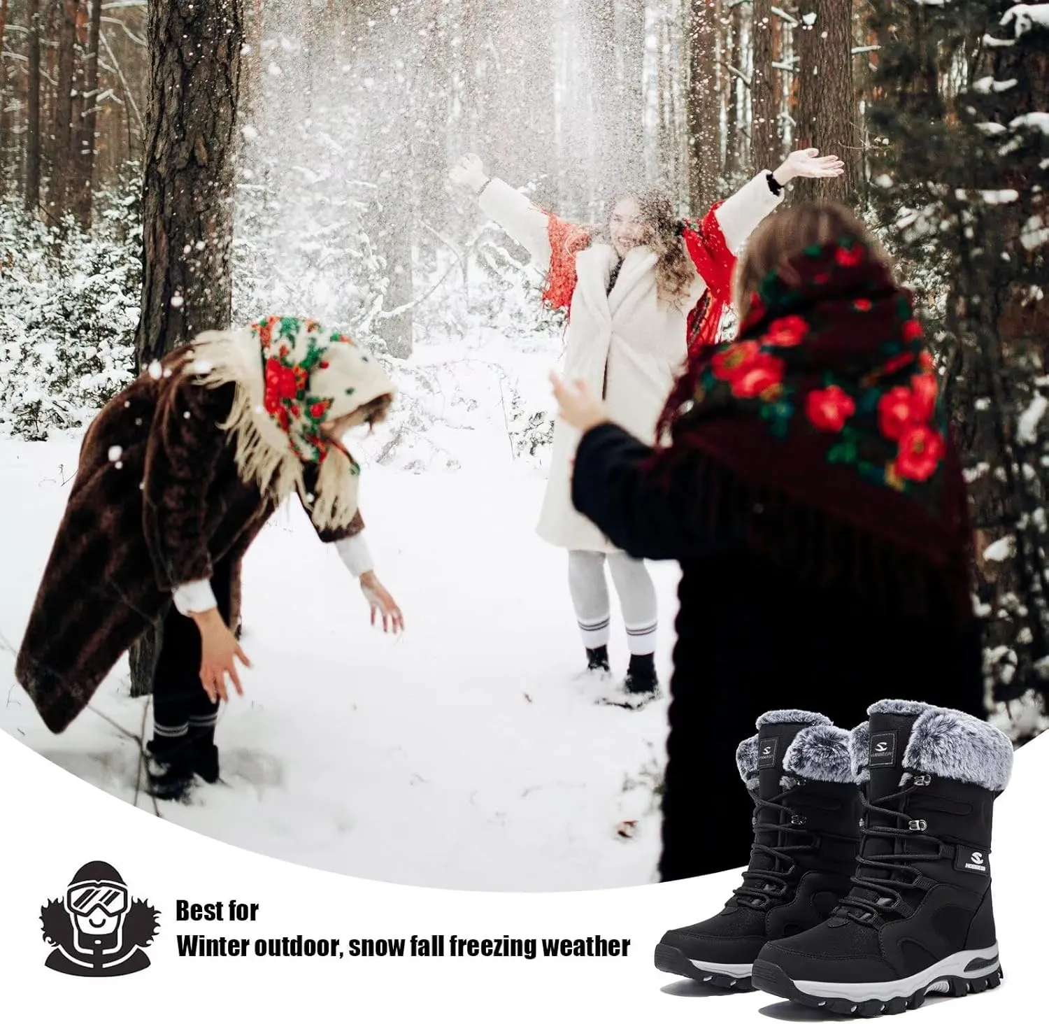 HOBIBEAR Women's Winter Snow Boots | Mid-Calf | Faux Fur | Water Resistant