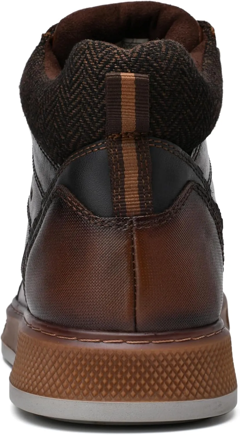 Holy dove Mens Oxford Leather Dress Boots Cap Toe Side Zip Fashion Mid Top Chukka Ankle Boots for Men