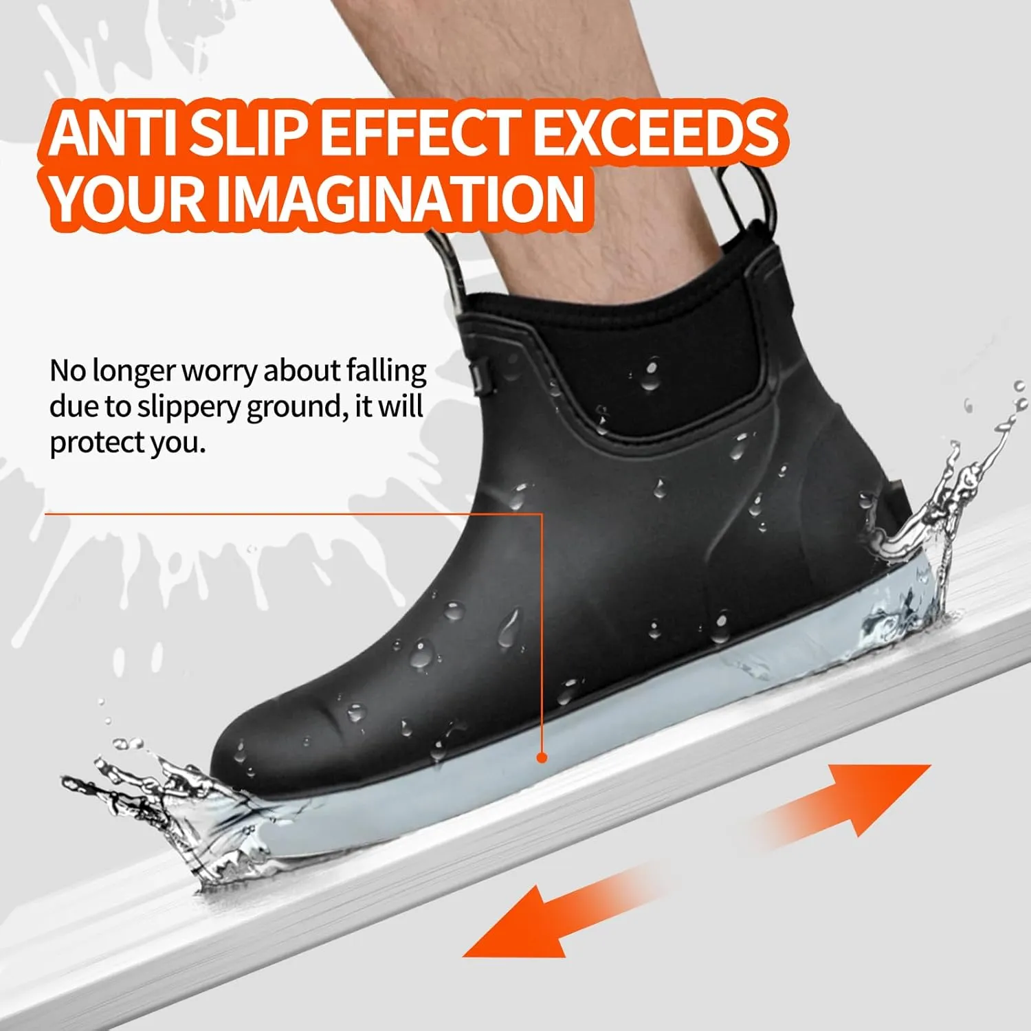 Hsttgsr Men's Deck Boots, Rubber Rain Boots Waterproof Fishing Boots, Ankle Anti-Slip High Traction Boots for Professional Premium Neoprene, Garden Boots Shoes Footwear Booties for Men Outdoor Work