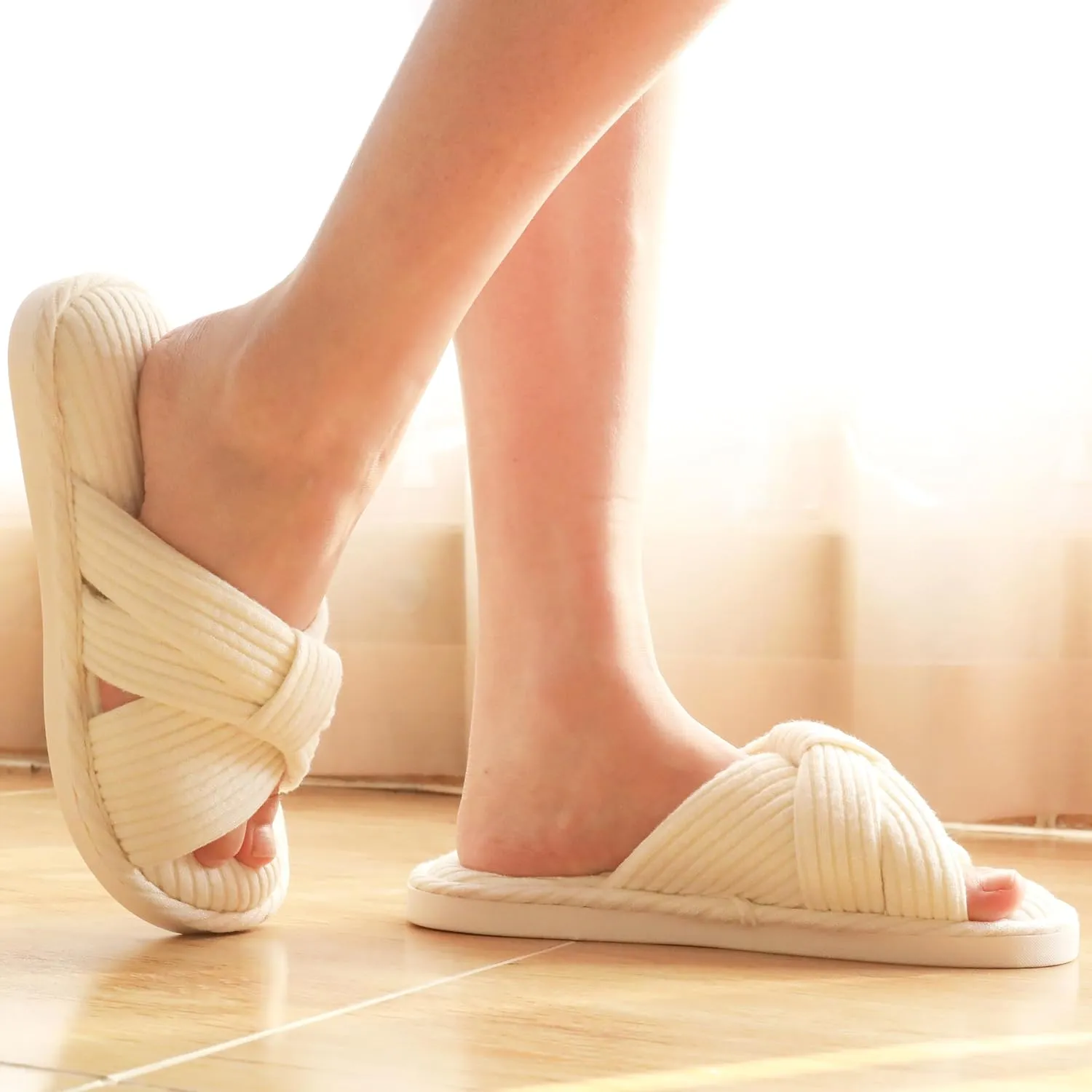 Jerzmy Crossband Slippers for Women, Cute Memory Foam Woman House Slippers Cozy Cushioned Ladies Home Shoes for Bedroom Indoor
