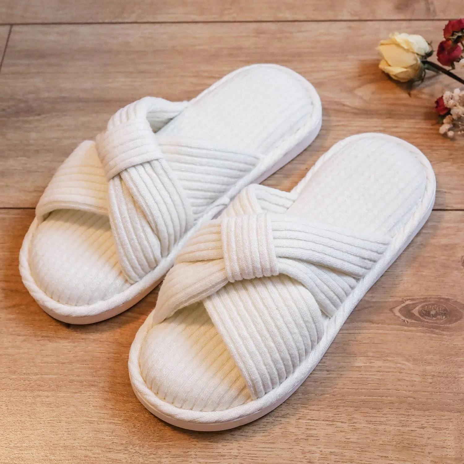Jerzmy Crossband Slippers for Women, Cute Memory Foam Woman House Slippers Cozy Cushioned Ladies Home Shoes for Bedroom Indoor