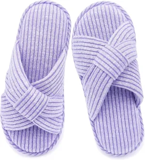 Jerzmy Crossband Slippers for Women, Cute Memory Foam Woman House Slippers Cozy Cushioned Ladies Home Shoes for Bedroom Indoor