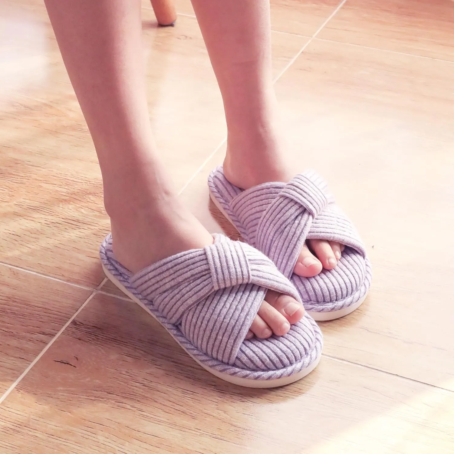 Jerzmy Crossband Slippers for Women, Cute Memory Foam Woman House Slippers Cozy Cushioned Ladies Home Shoes for Bedroom Indoor