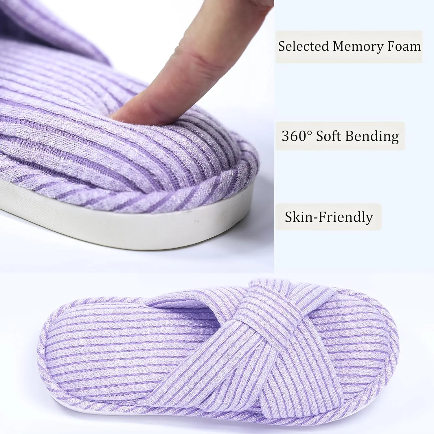 Jerzmy Crossband Slippers for Women, Cute Memory Foam Woman House Slippers Cozy Cushioned Ladies Home Shoes for Bedroom Indoor