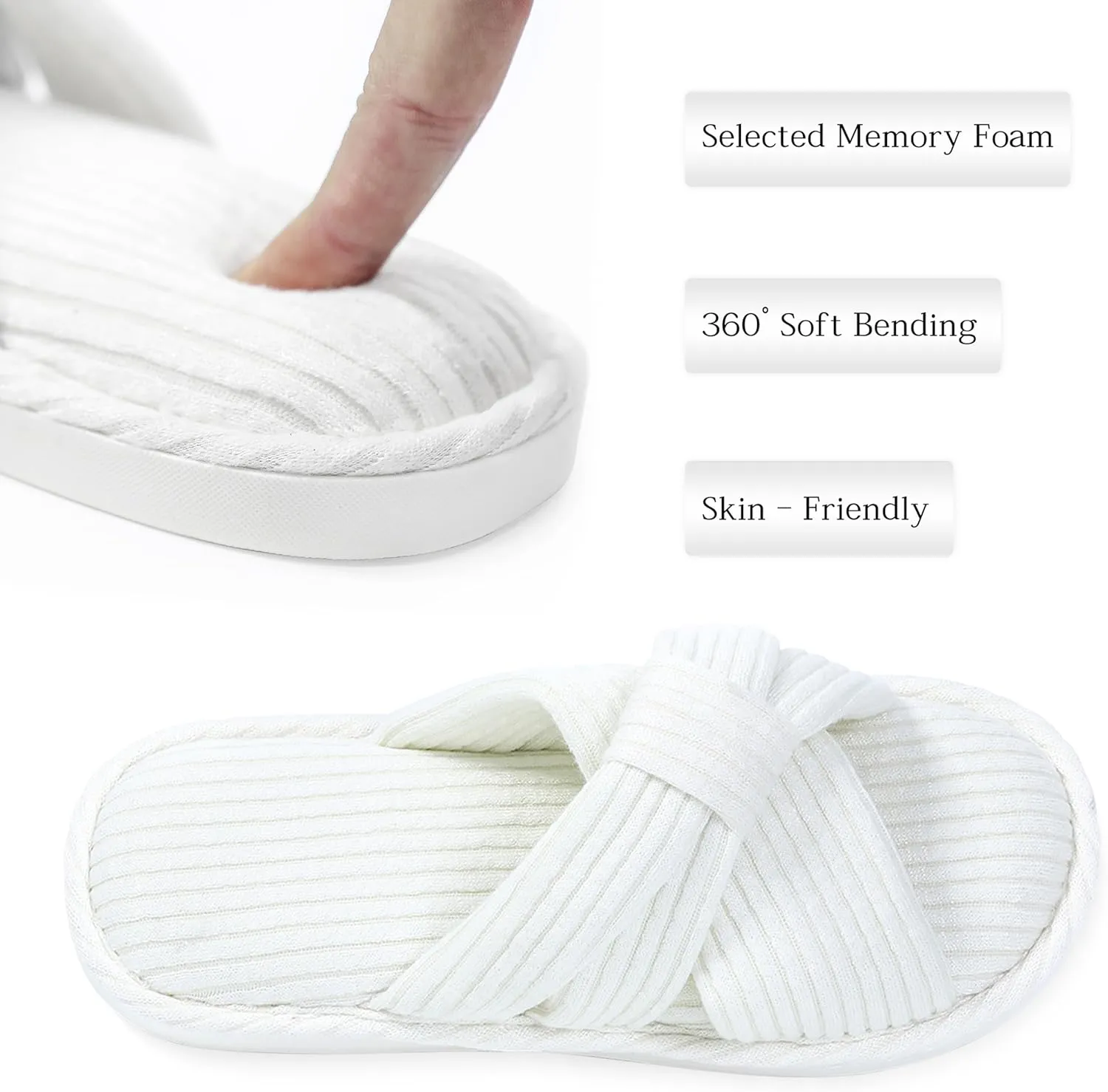 Jerzmy Crossband Slippers for Women, Cute Memory Foam Woman House Slippers Cozy Cushioned Ladies Home Shoes for Bedroom Indoor