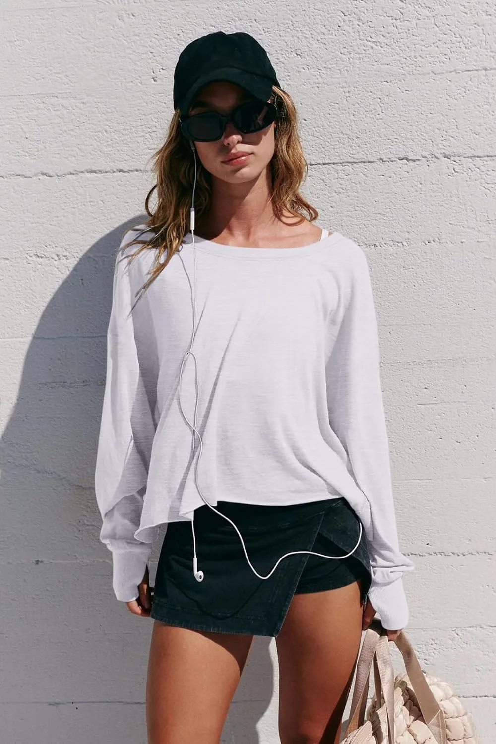 LASLULU Womens Open Back Long Sleeve Workout Tops Athletic Shirts Boat Neck Casual Running Tee Y2k Yoga Gym Tops
