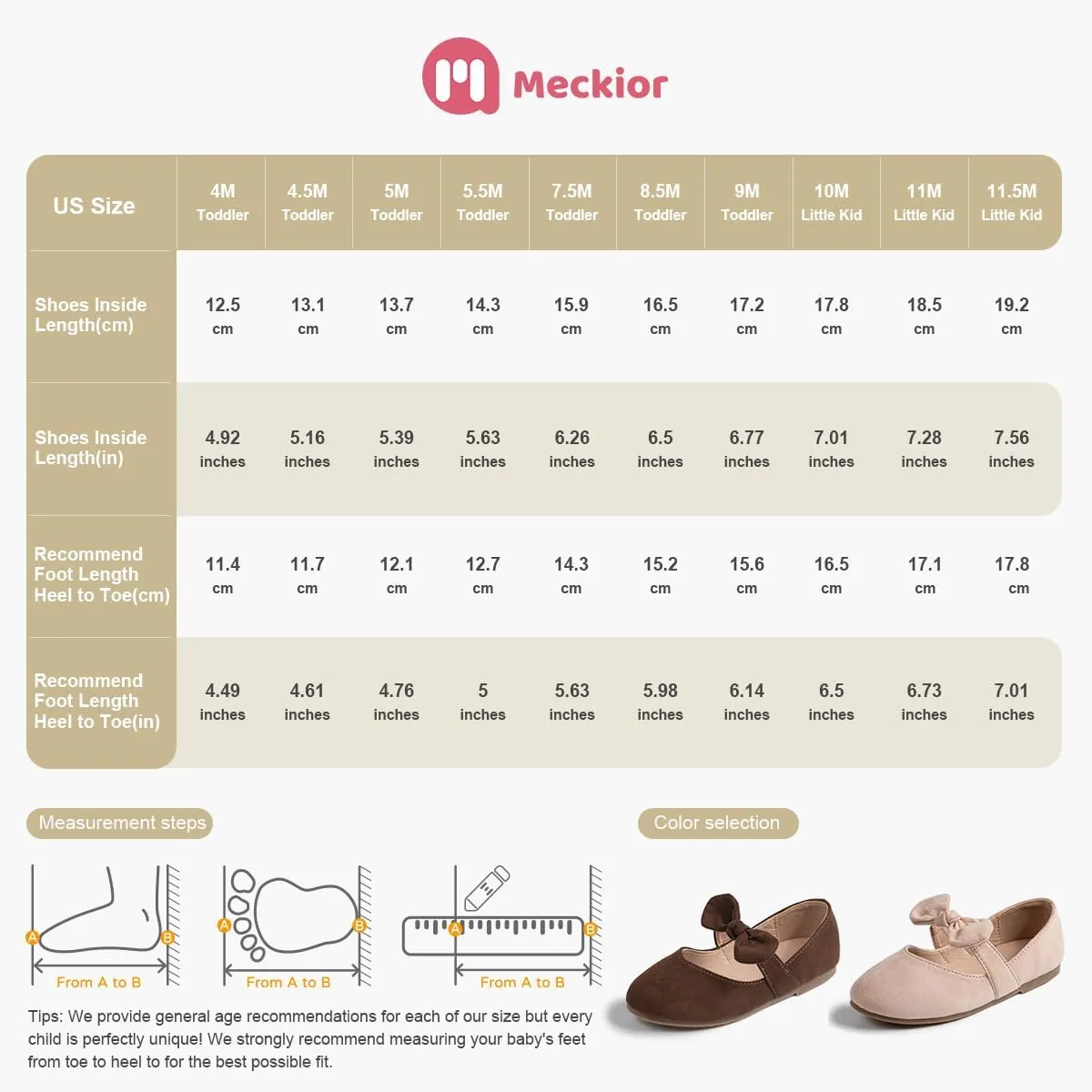 Meckior Toddler Little Girl Mary Jane Dress Shoes Ballet Flats for Girl Party School Shoes Bowknot Princess Shoes