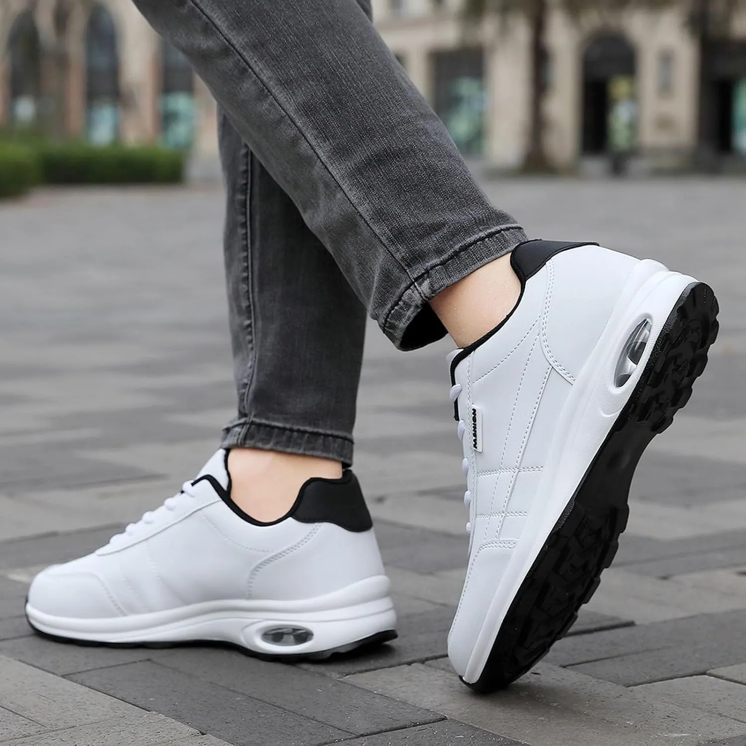 Mens Breathable Lace Up Running Shoes Breathable and Light Outdoor Comfy Walking Shoe Comfortable Stretch Shoes
