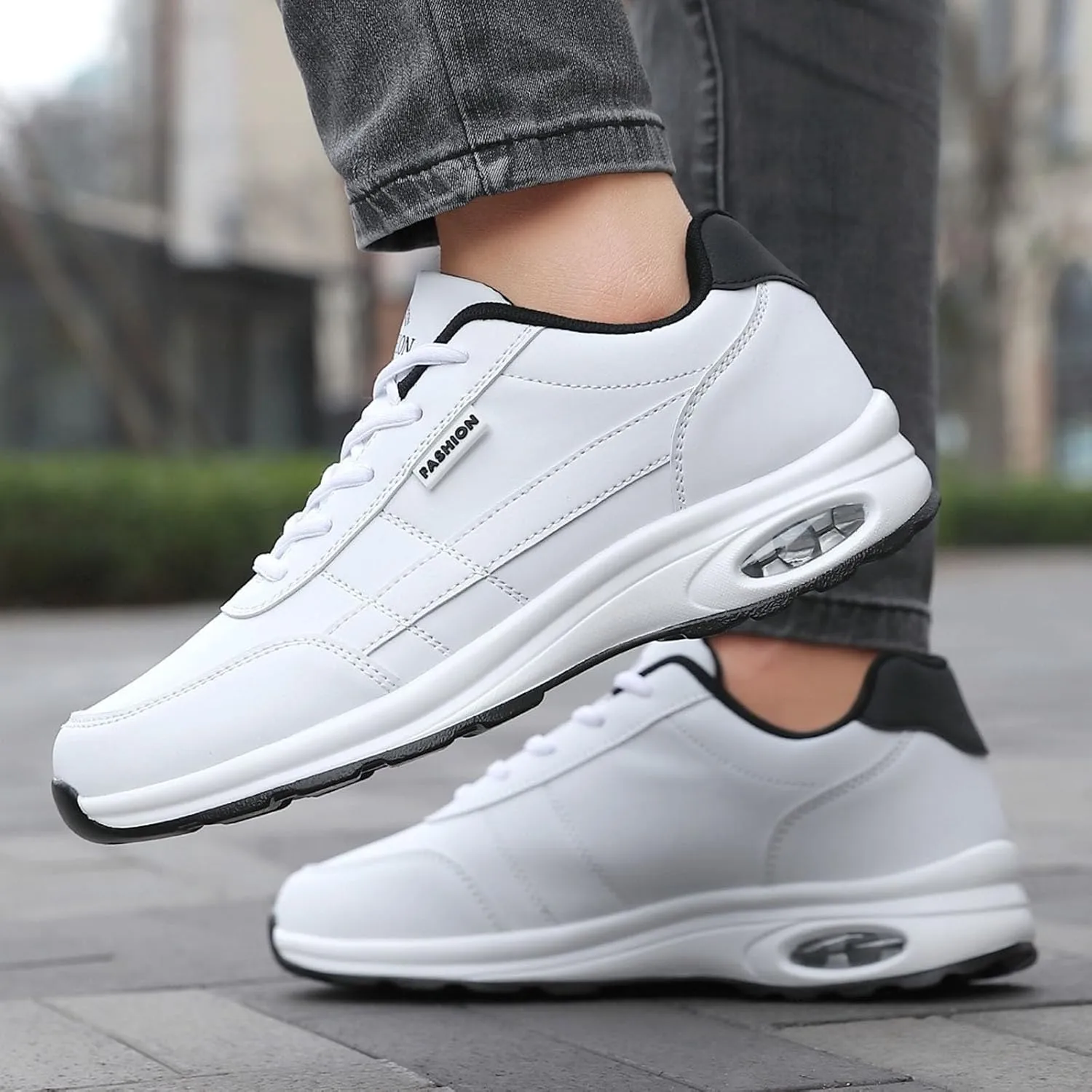 Mens Breathable Lace Up Running Shoes Breathable and Light Outdoor Comfy Walking Shoe Comfortable Stretch Shoes