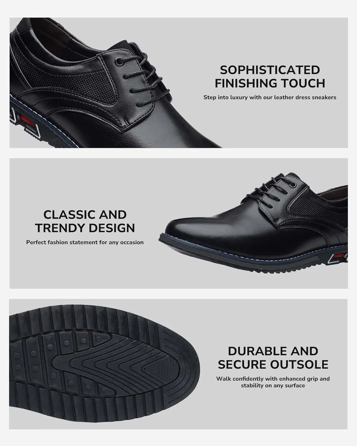 Mens Dress Shoes No-Stripe Casual Business Oxford Derby Orthopedic Leather Shoes Comfortable Walking Shoes Office Loafers Work Flats