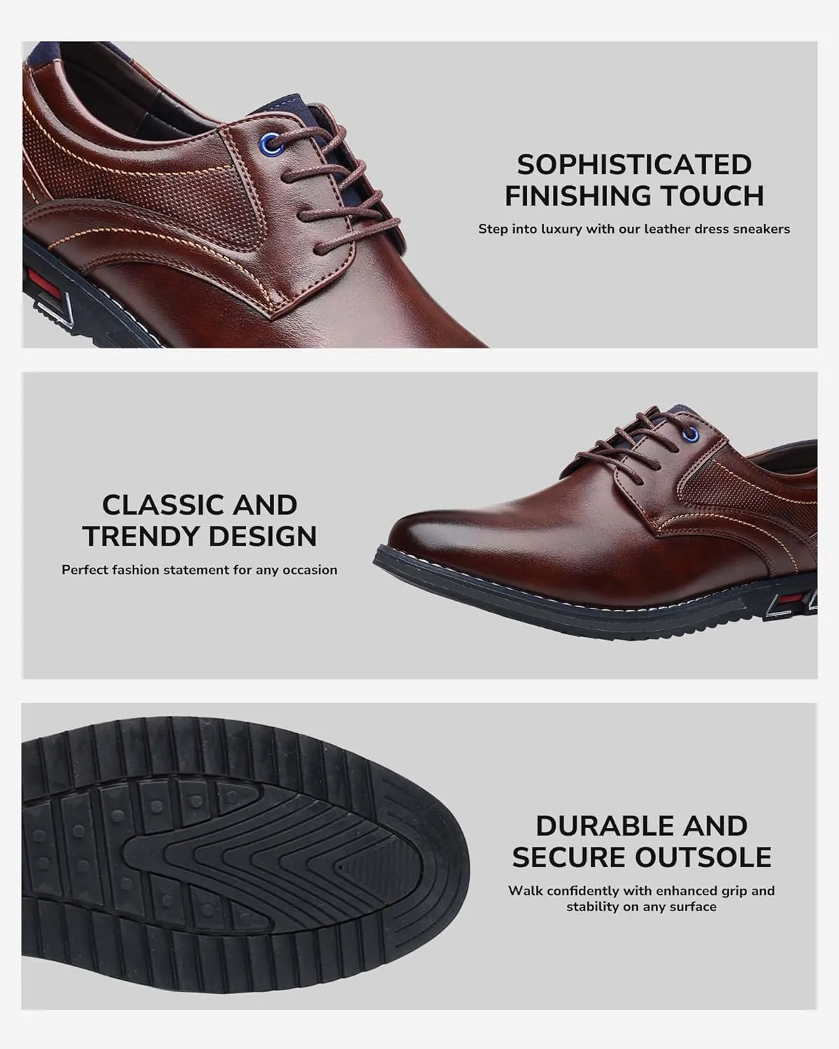 Mens Dress Shoes No-Stripe Casual Business Oxford Derby Orthopedic Leather Shoes Comfortable Walking Shoes Office Loafers Work Flats