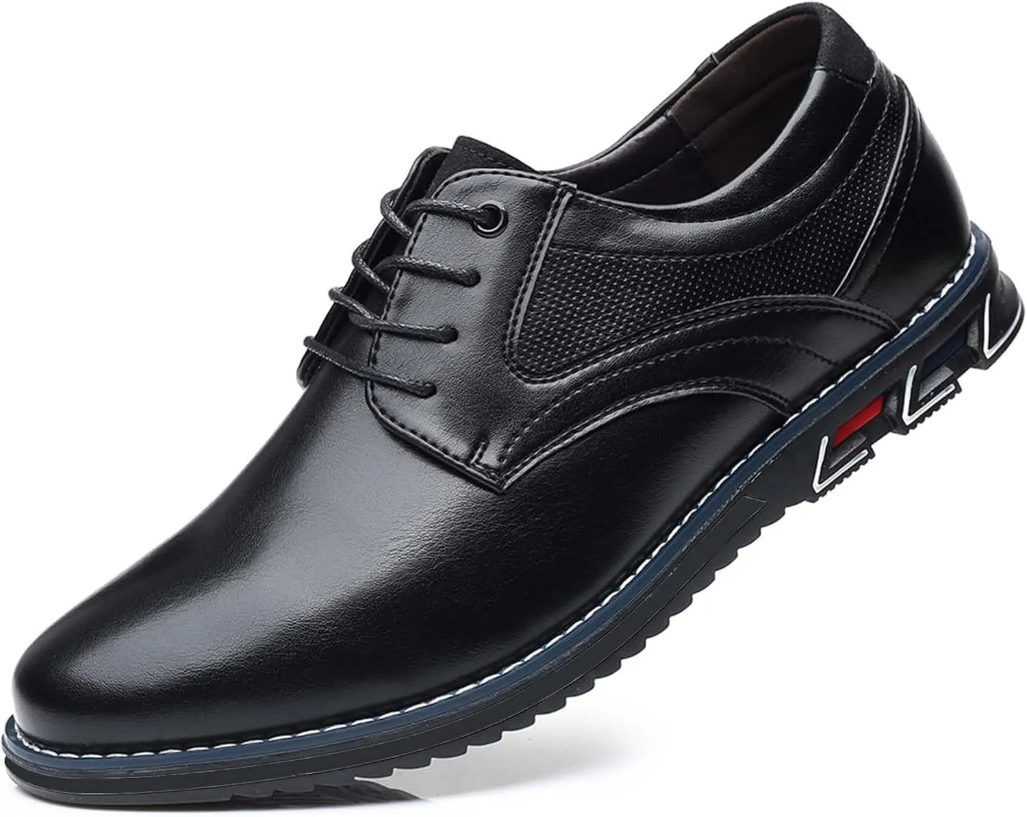 Mens Dress Shoes No-Stripe Casual Business Oxford Derby Orthopedic Leather Shoes Comfortable Walking Shoes Office Loafers Work Flats