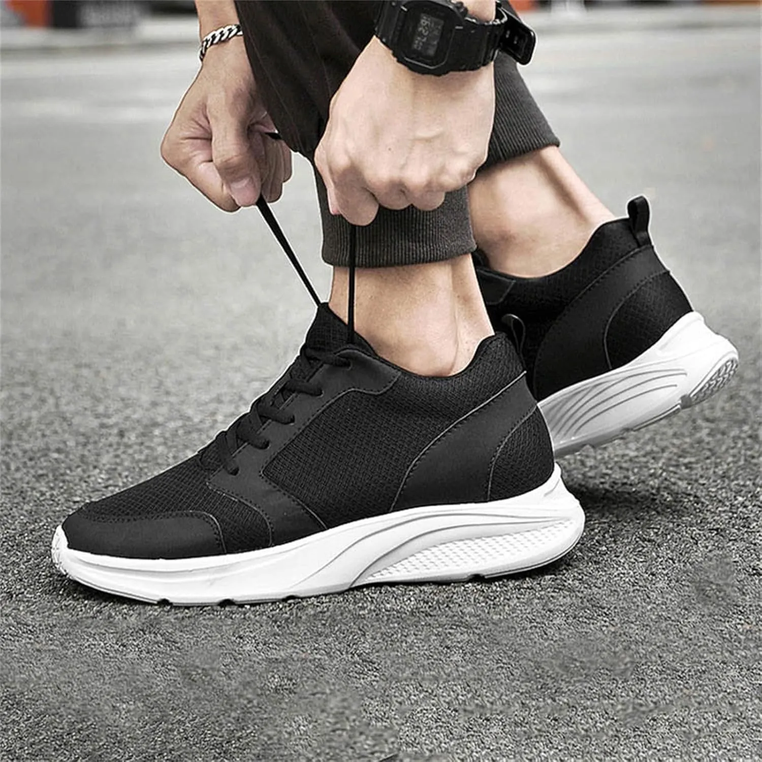 Men's Elevator Sneakers Shoes 4 Inches Invisible Height Increase Low Top Lightweight Athletic Casual Shoes for Men