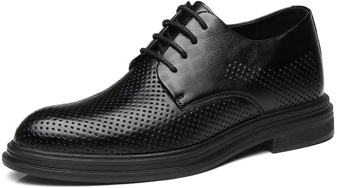 Men's Invisible Height Increasing Elevator Shoes,Formal Derby Oxfords - 3 Inches Taller for Business Dinners