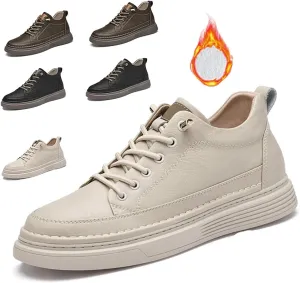 Men's Invisible Height Increasing Oxford Shoes, Elevator Sneakers, Breathable, Anti-Slip, 2" Taller, Beige, US 4.5 - 12