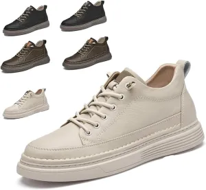Men's Invisible Height Increasing Oxford Shoes, Elevator Sneakers, Breathable, Anti-Slip, 2" Taller, Beige, US 4.5 - 12
