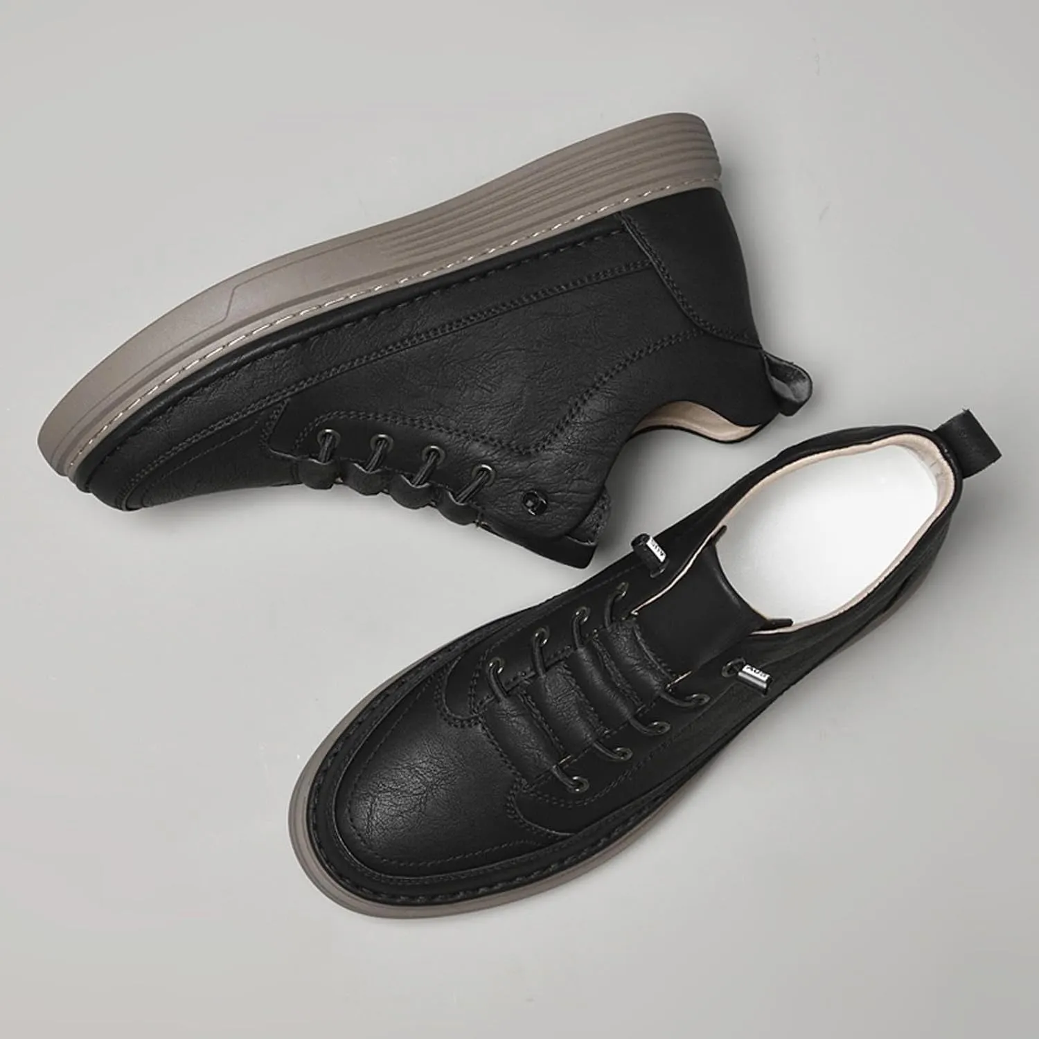 Men's Invisible Height Increasing Shoes Elevator Sneakers Breathable Lace Up Oxford Shoes Hidden Heel Lifting Shoes 2" Taller