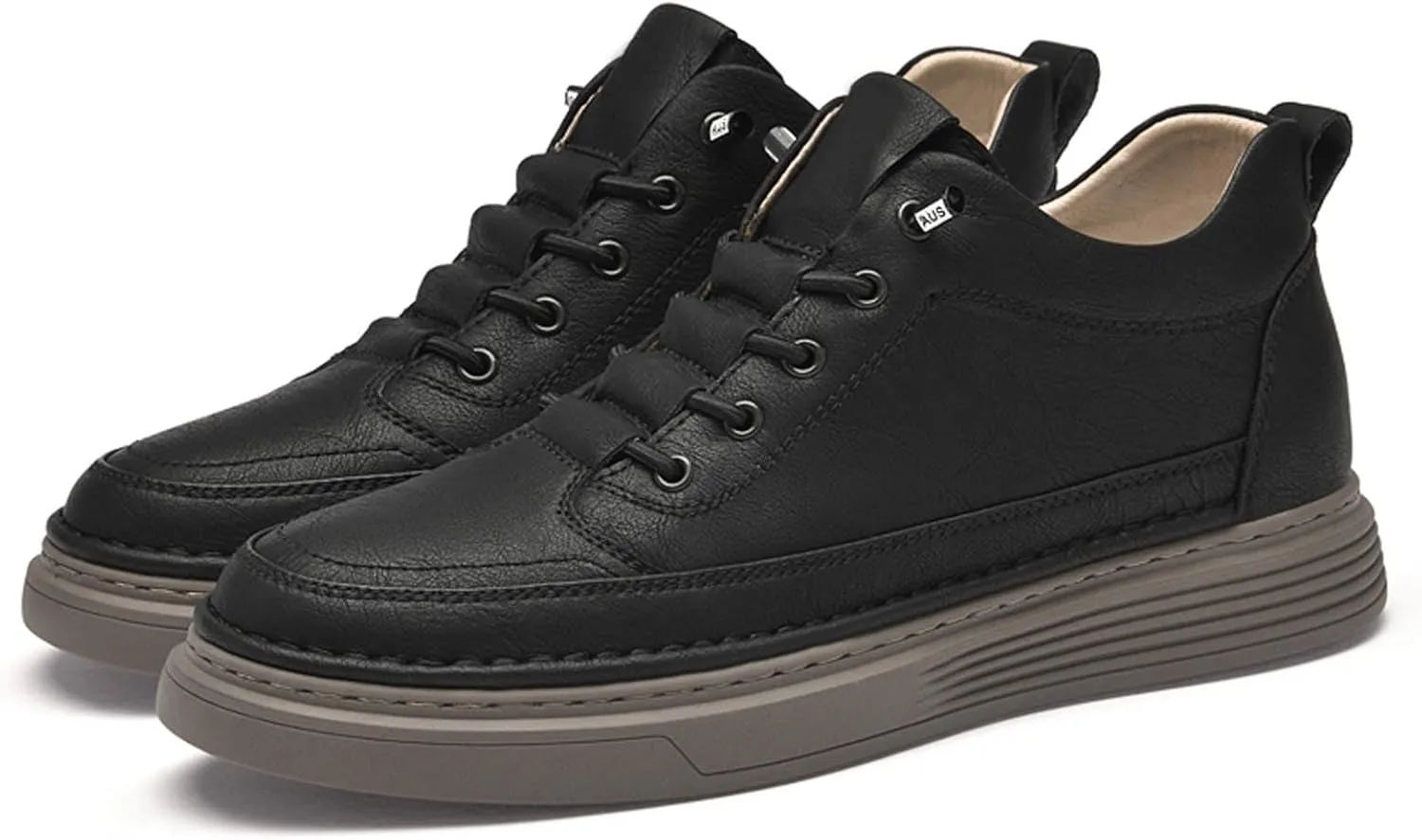 Men's Invisible Height Increasing Shoes Elevator Sneakers Breathable Lace Up Oxford Shoes Hidden Heel Lifting Shoes 2" Taller