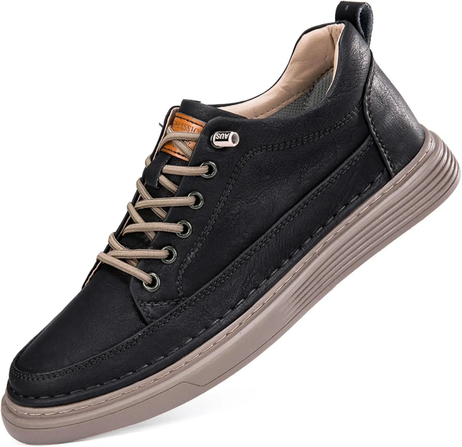Men's Invisible Height Increasing Shoes Elevator Sneakers Breathable Lace Up Oxford Shoes Hidden Heel Lifting Shoes 2" Taller