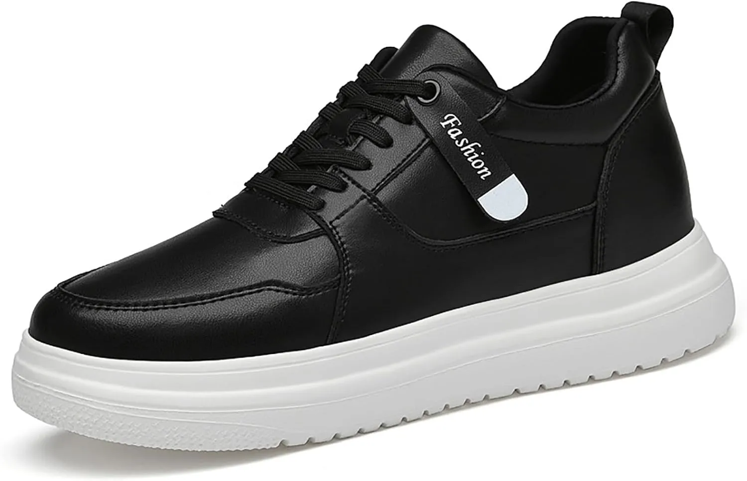Men's Leather Lace-up Invisible Height Increase Sneakers,Comfortable Lightweight Fashion Outdoor Non-Slip Shock-Absorbing Running Sports Shoes 3.93'' Taller