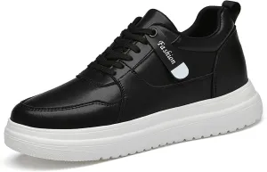 Men's Leather Lace-up Invisible Height Increase Sneakers,Comfortable Lightweight Fashion Outdoor Non-Slip Shock-Absorbing Running Sports Shoes 3.93'' Taller