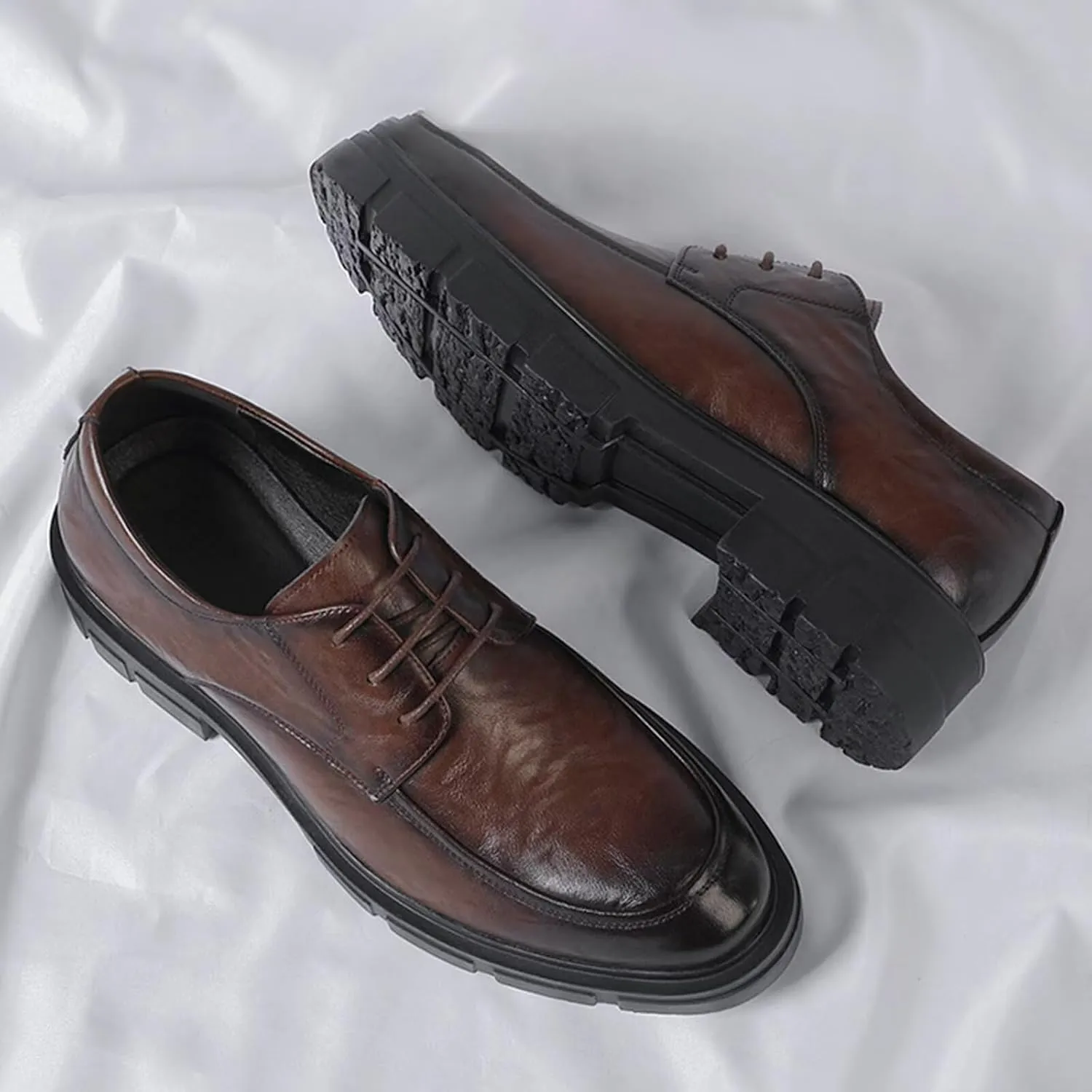 Men's Loafers Dress Shoes 1.96" Invisible Height Increasing Elevator Shoes Lace-Up Fashion Platform Formal Anti-Slip Elevator Business Oxfords