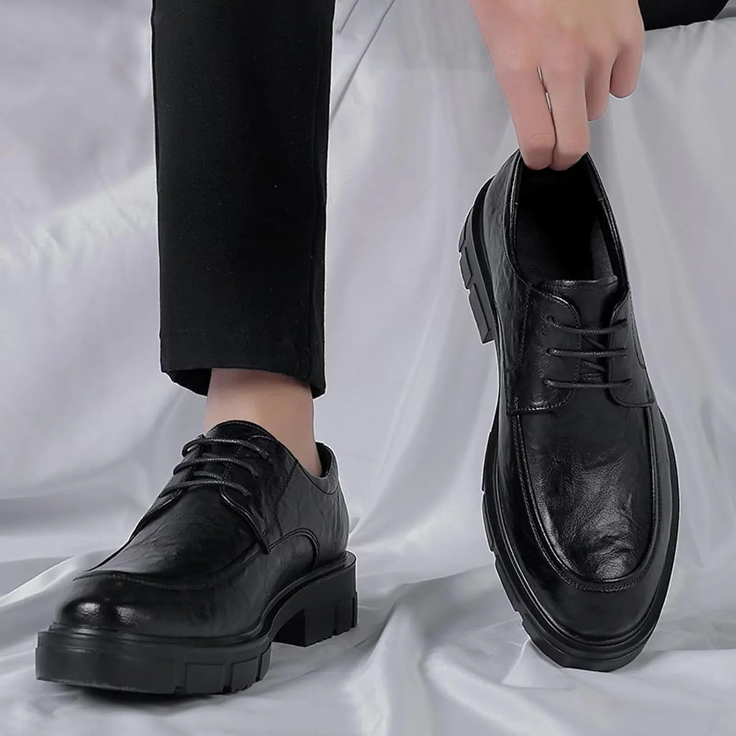 Men's Loafers Dress Shoes 1.96" Invisible Height Increasing Elevator Shoes Lace-Up Fashion Platform Formal Anti-Slip Elevator Business Oxfords