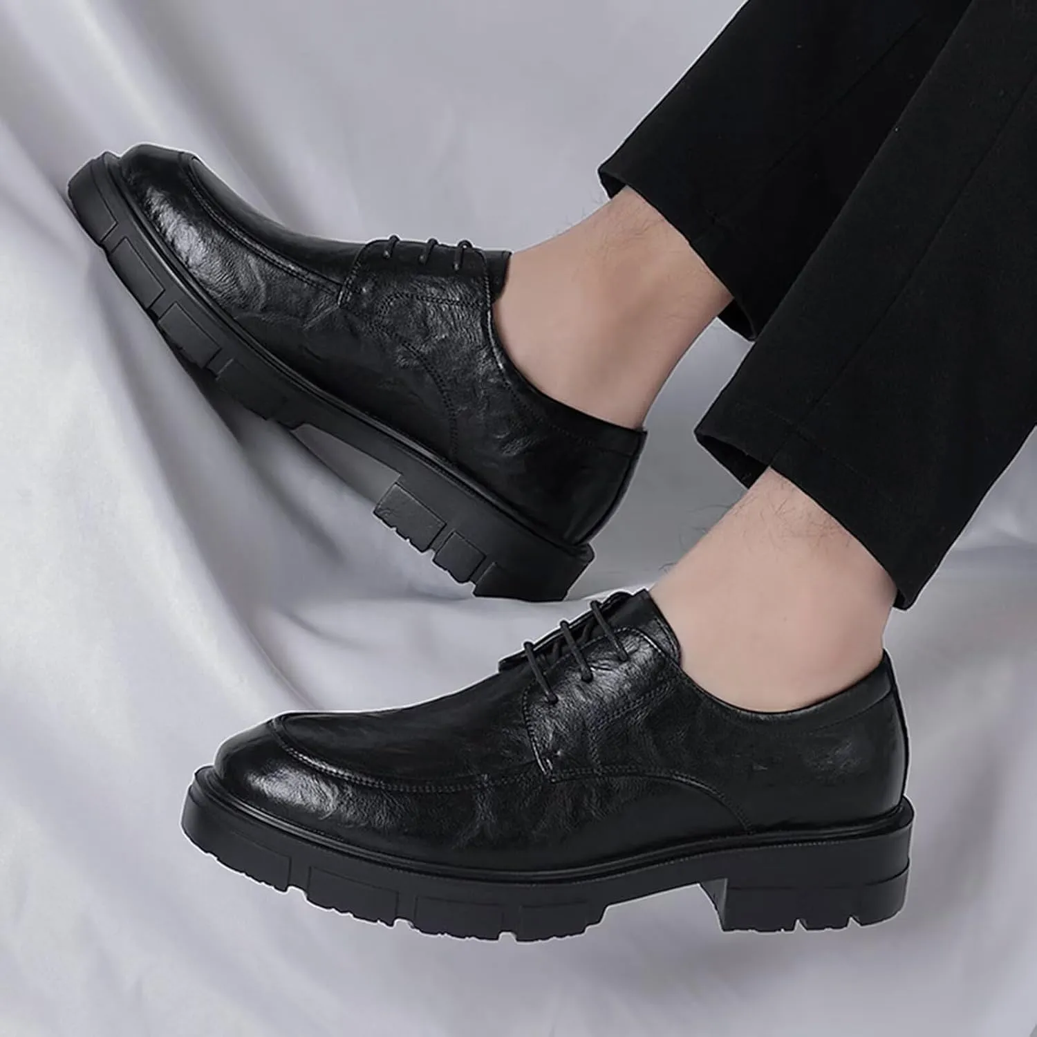 Men's Loafers Dress Shoes 1.96" Invisible Height Increasing Elevator Shoes Lace-Up Fashion Platform Formal Anti-Slip Elevator Business Oxfords