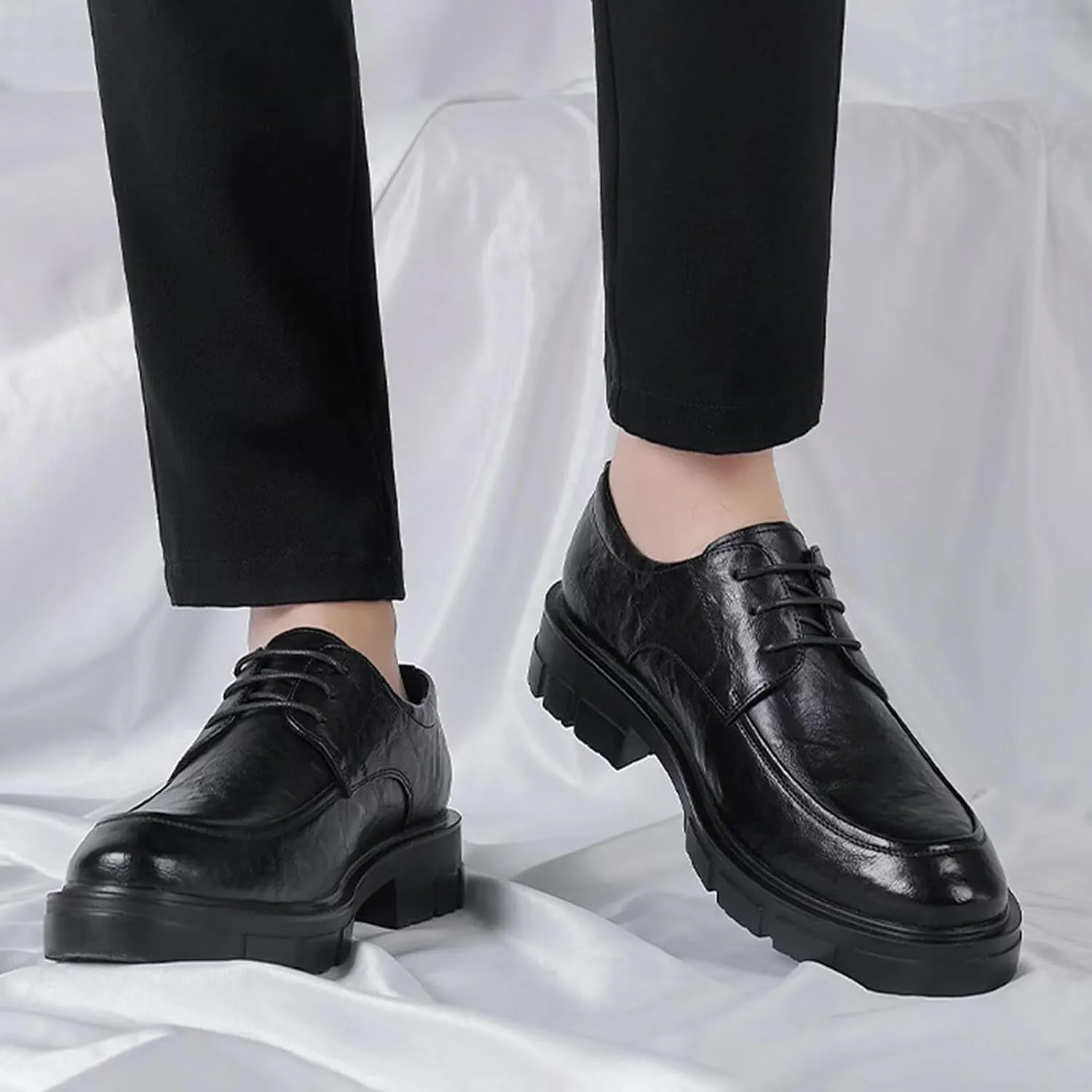 Men's Loafers Dress Shoes 1.96" Invisible Height Increasing Elevator Shoes Lace-Up Fashion Platform Formal Anti-Slip Elevator Business Oxfords
