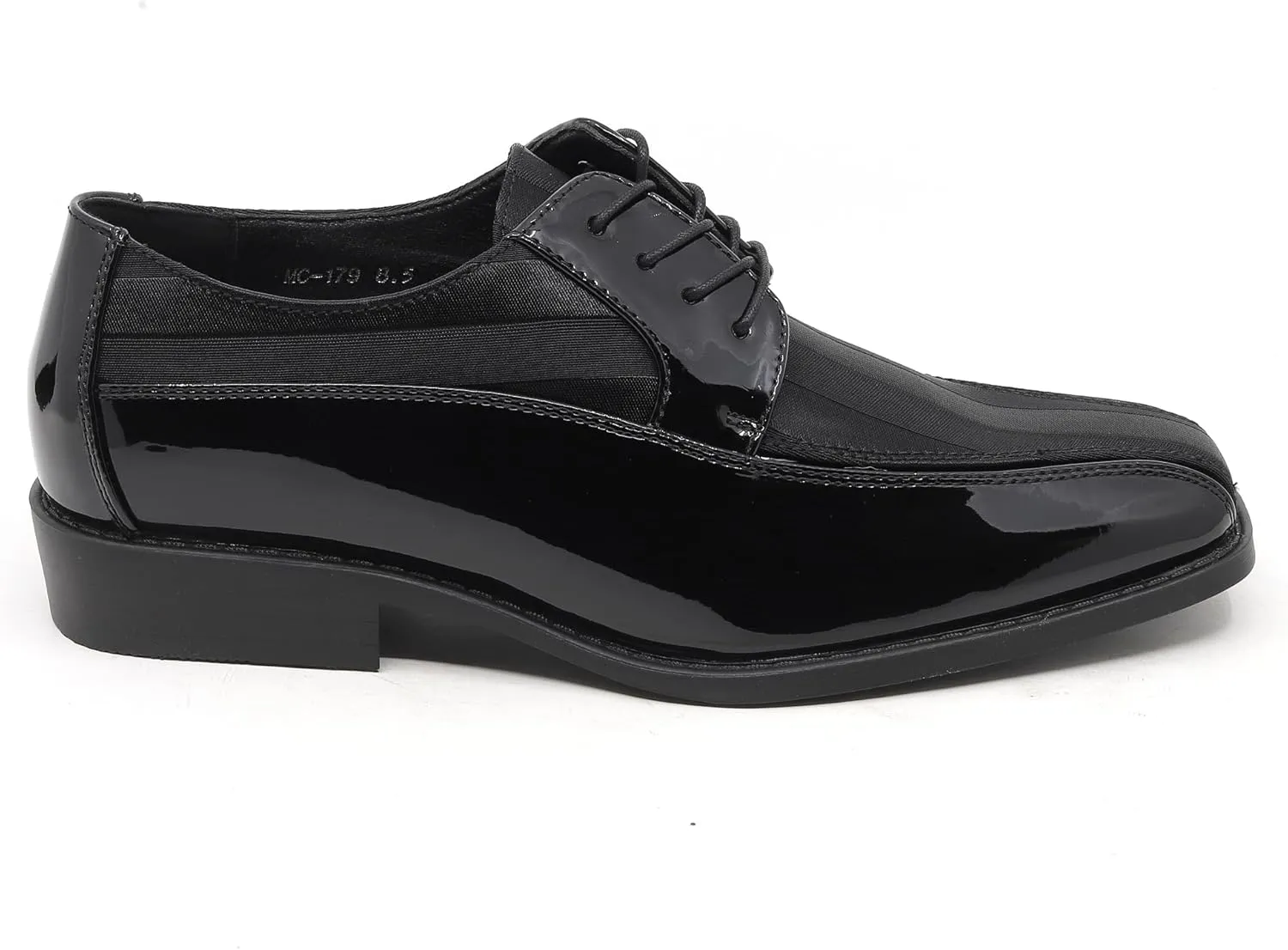 Men's Oxford Lace up Striped Satin Patent Tuxedo Dress Shoes MC-179