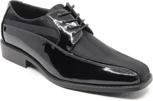 Men's Oxford Lace up Striped Satin Patent Tuxedo Dress Shoes MC-179