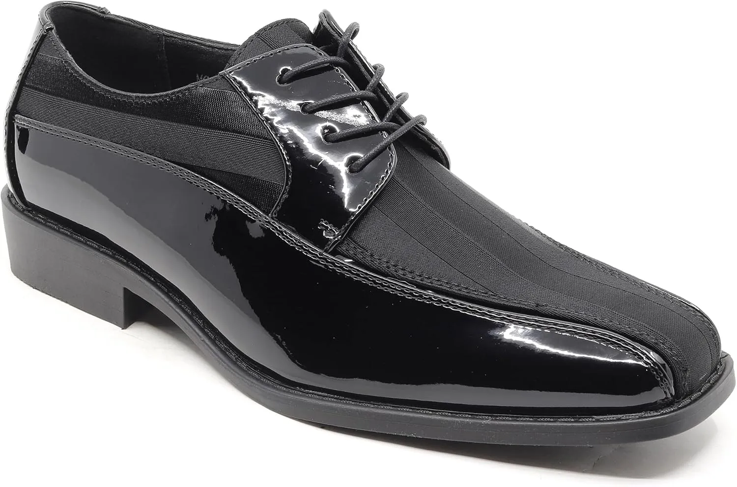 Men's Oxford Lace up Striped Satin Patent Tuxedo Dress Shoes MC-179