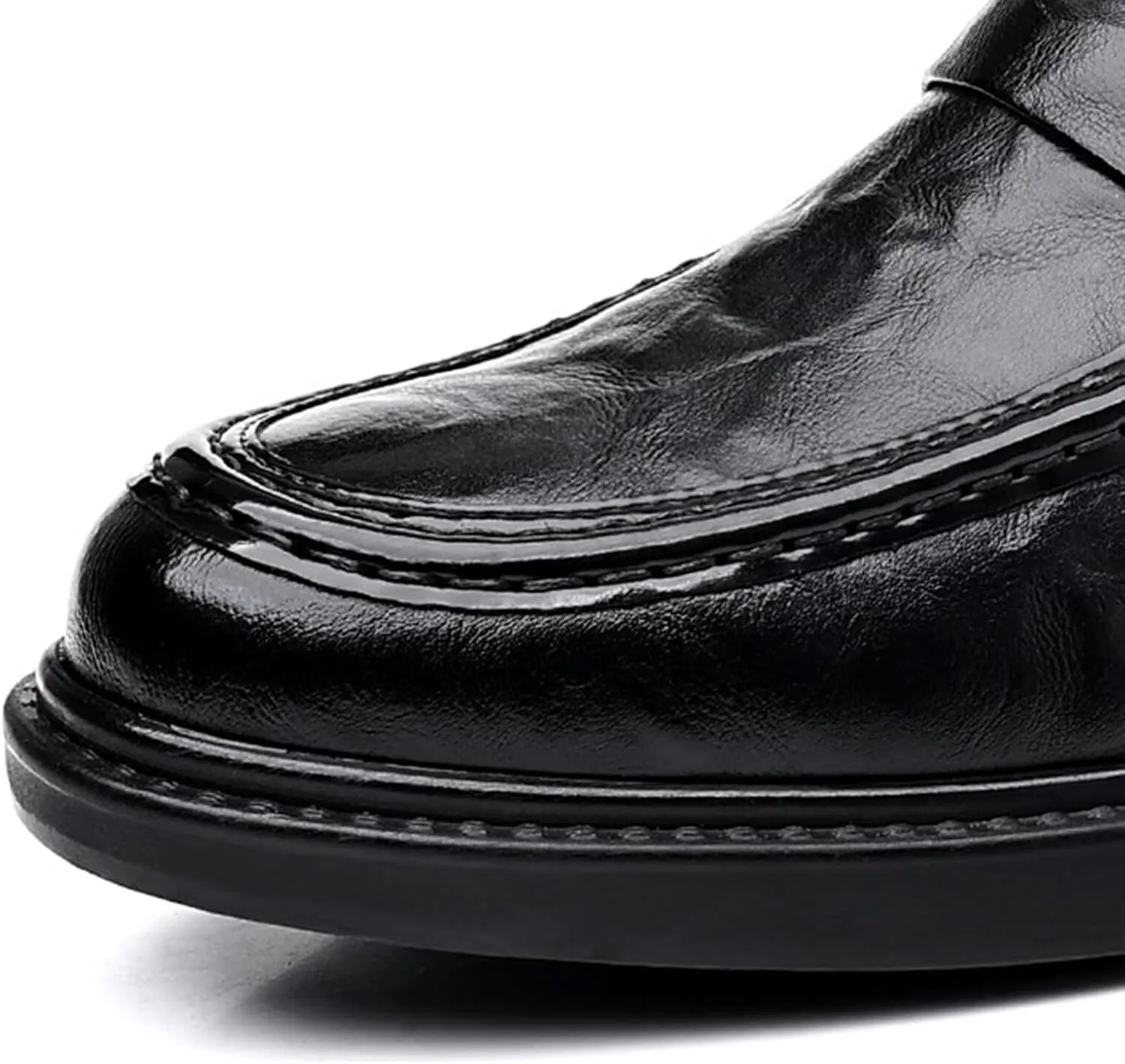 Men's Slip on Loafers Dress Shoes Leather Lined Casual Walking Shoes Anti-Slip Elevator Business Oxfords for Traveling, Driving, Office and Work