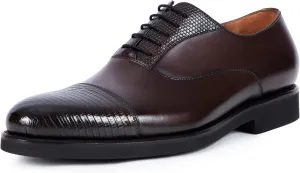 Men's Textured Patterns Oxford Shoes Genuine Leather Cowhide Derby Comfy Flat Business Shoes