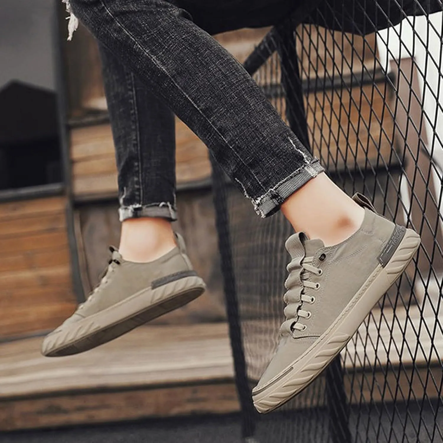Non Slip Work Sport Shoes for Men Trendy Versatile Shoes Casual Versatile Canvas Shoes Arch Support Shoes