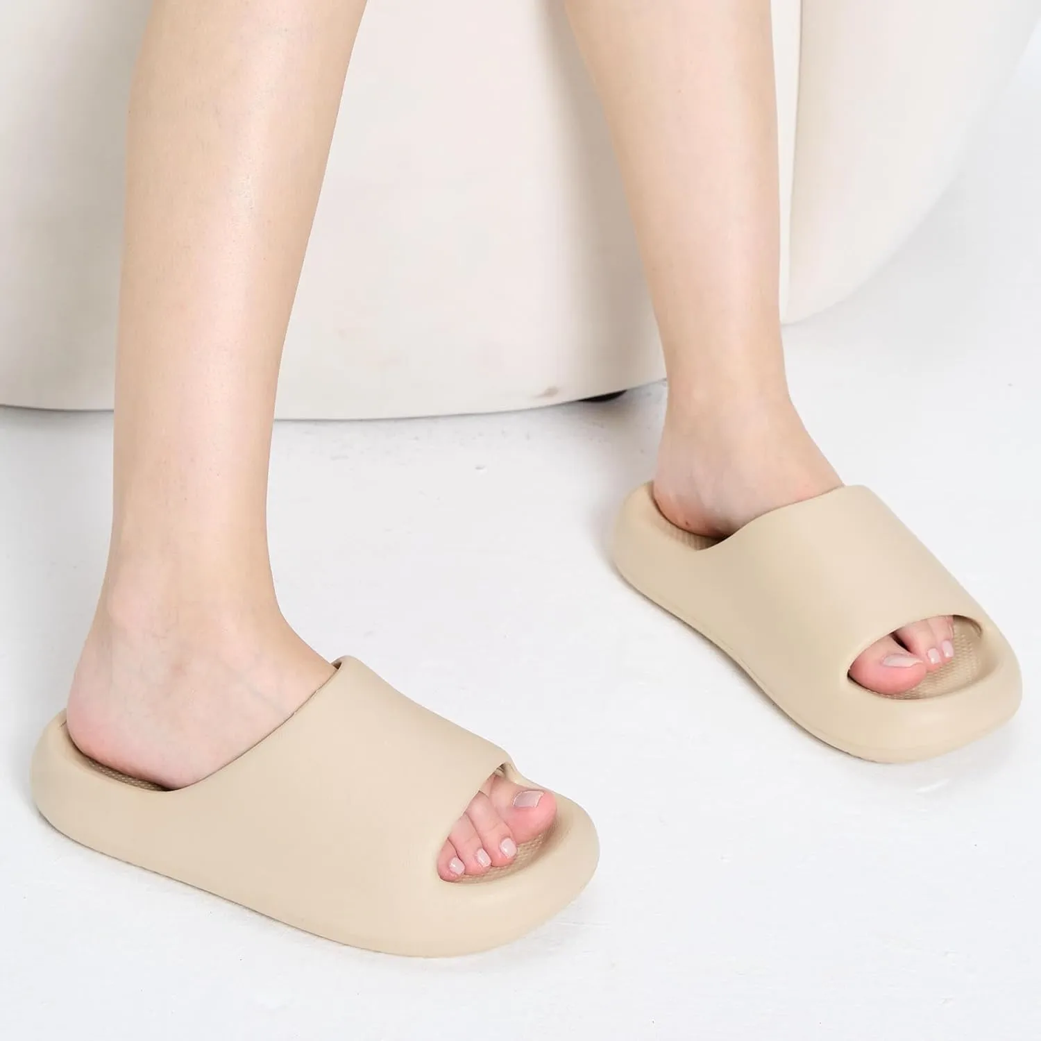 Pillow Slippers for Women and Men, Cloud Slides Shower Sandals House Shoes, Comfy and Cushioned Thick Sole
