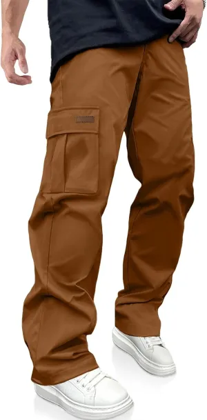 PLEPAN Men's Casual Cargo Pants Drawstring Hiking Pants Workout Tactical Joggers Sweatpants for Men