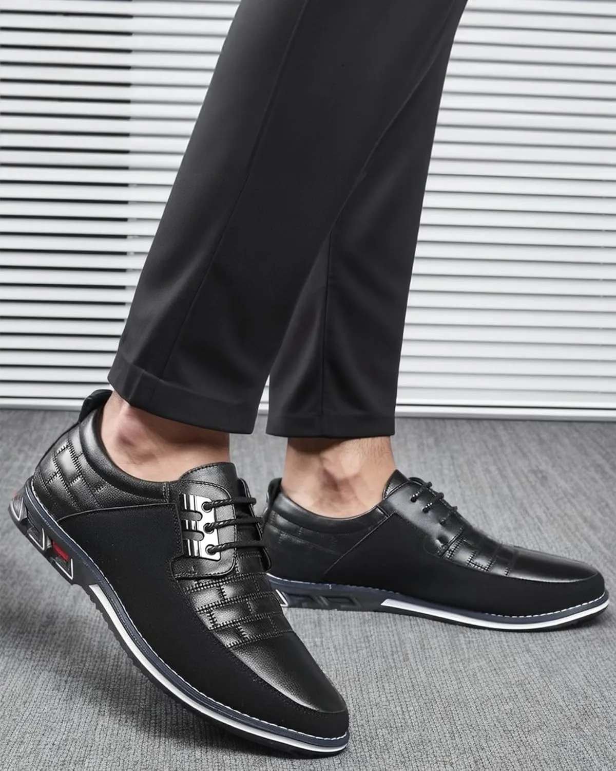 Recyphi Mens Oxford Derby Orthopedic Leather Shoes Formal Luxury Business Dress Shoes Lace-up Walking Driving Loafers Dress Sneakers